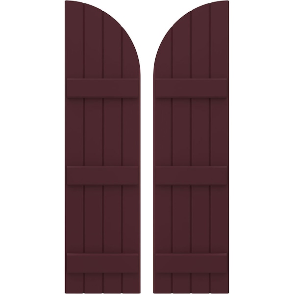 Ekena Millwork Americraft 4-Board (3 Batten) Wood Joined Board-n-Batten Shutters w/ Arch Top, ARW401BQ414X77WRH, PR ARW401BQ414X77WRH - main